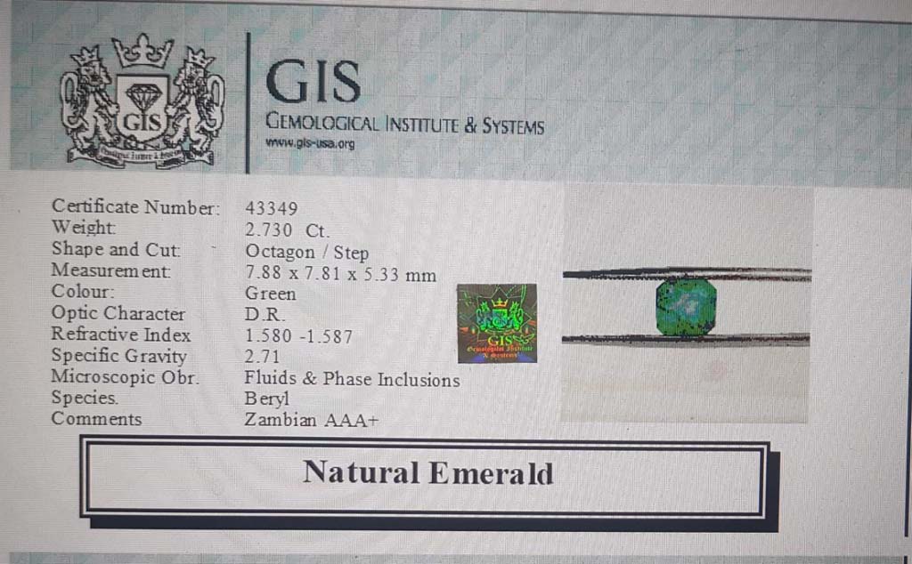 Emerald 2.73 Ct. 5 EMR12420 4 Emerald 2.73 Ct.