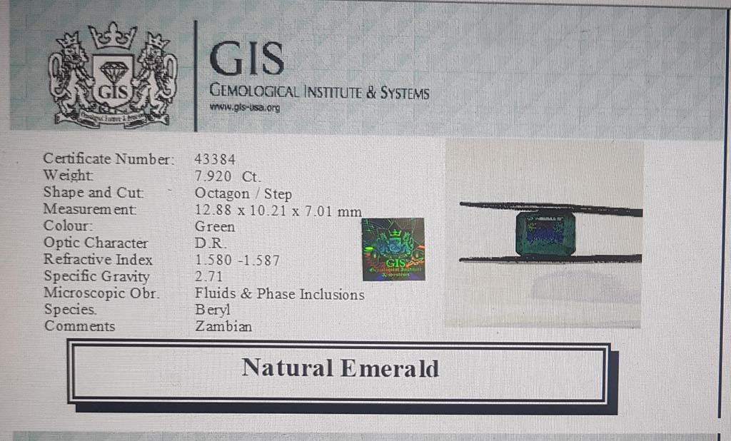EMR12455 4 Emerald 7.92 Ct.