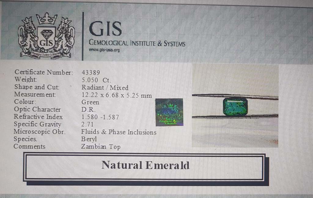 EMR12460 4 Emerald 5.05 Ct.