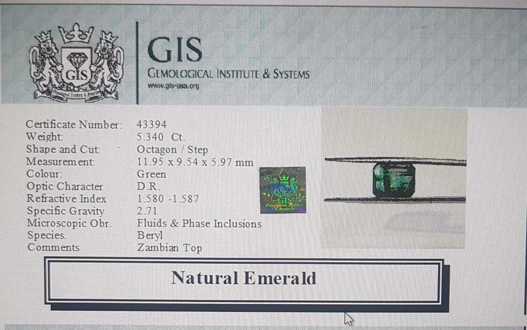 EMR12465 4 Emerald 5.34 Ct.