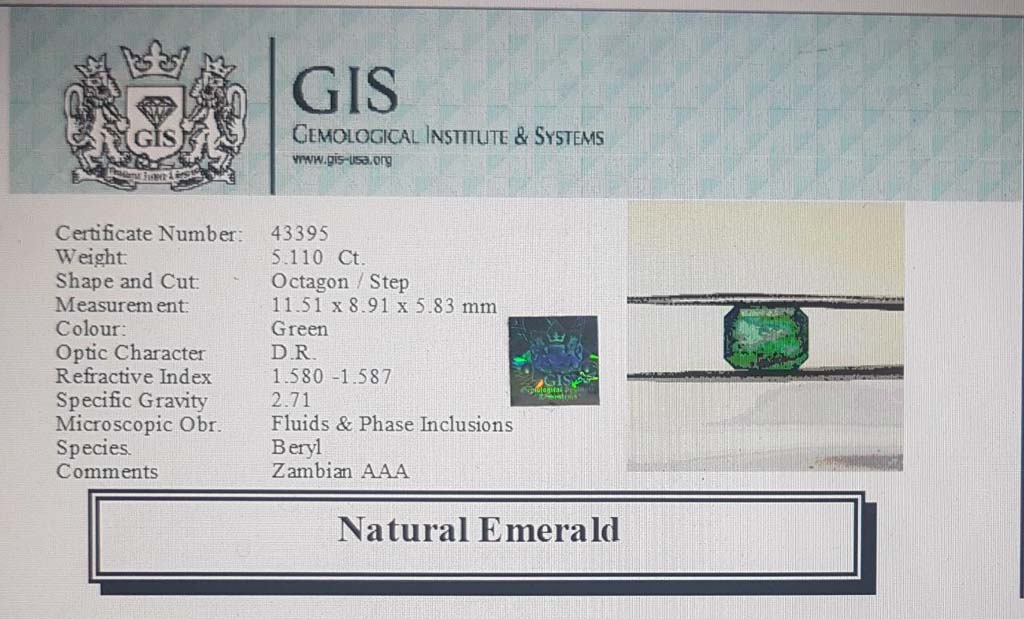 Emerald 5.11 Ct. 5 EMR12466 4 Emerald 5.11 Ct.