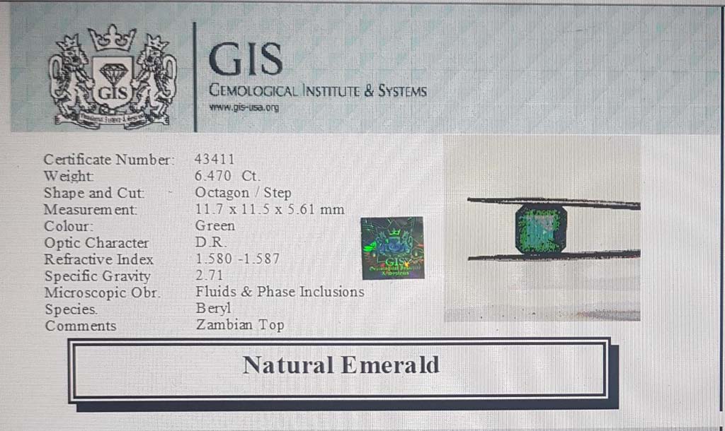 EMR12482 4 Emerald 6.47 Ct.