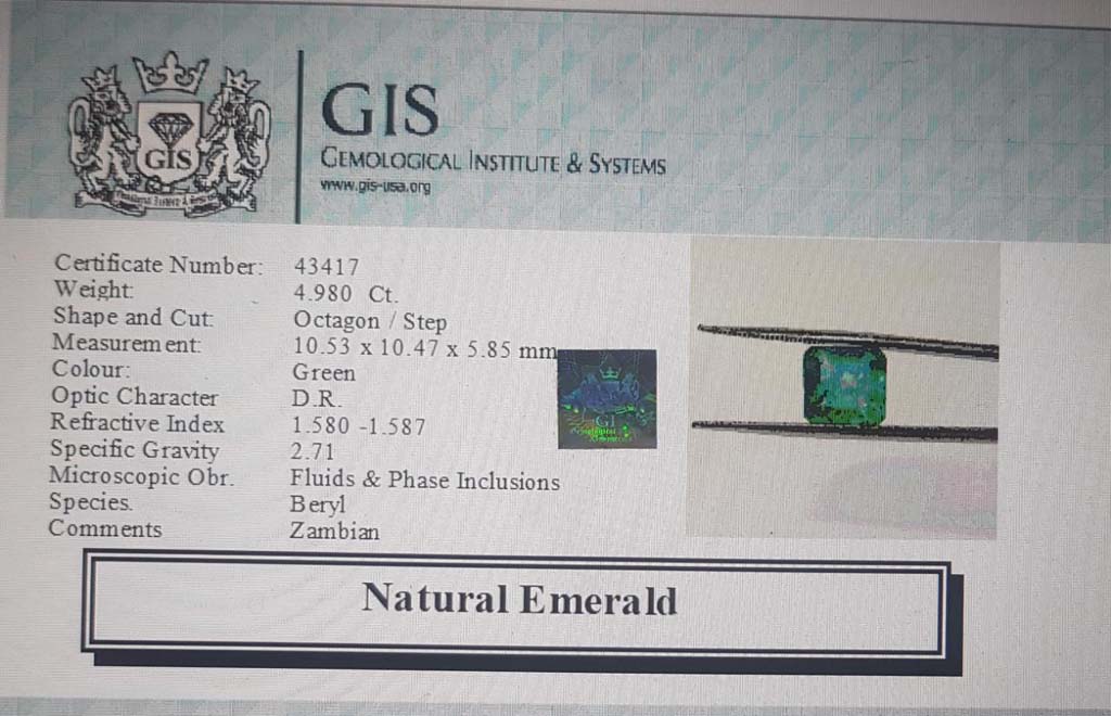 EMR12488 4 Emerald 4.98 Ct.