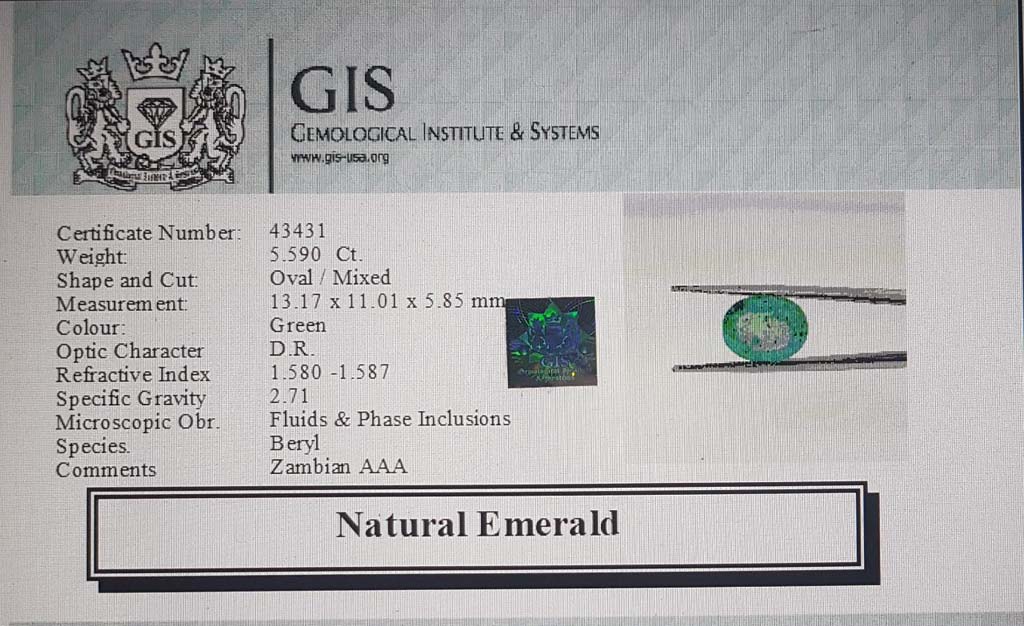 Emerald 5.59 Ct. 5 EMR12502 4 Emerald 5.59 Ct.
