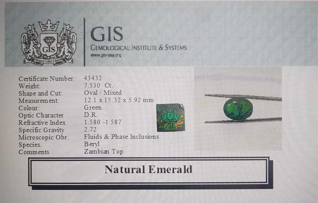 Emerald 7.53 Ct.