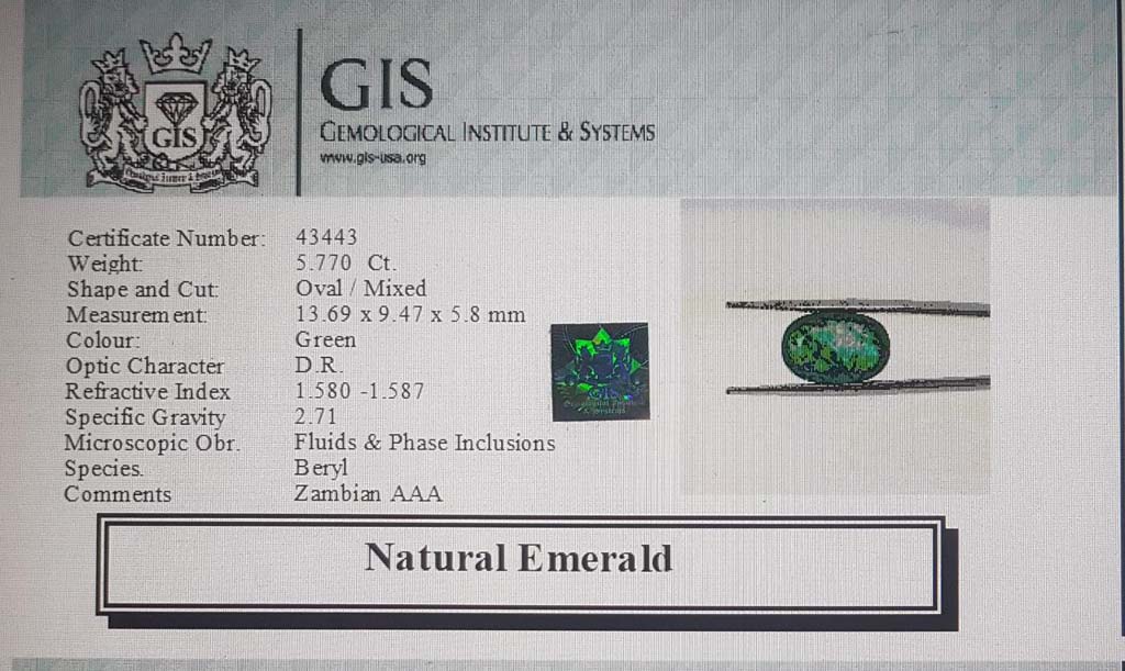Emerald 5.77 Ct. 4 EMR12514 4 Emerald 5.77 Ct.
