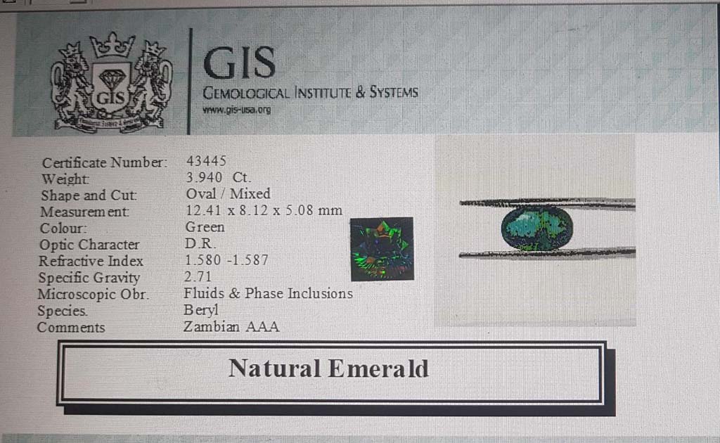 Emerald 3.94 Ct. 5 EMR12516 4 Emerald 3.94 Ct.