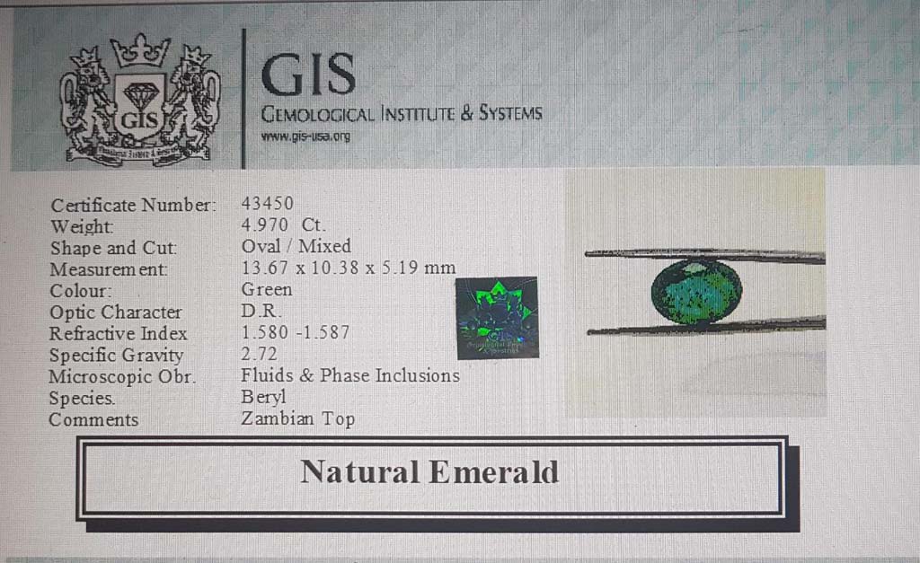 Emerald 4.97 Ct. 5 EMR12521 4 Emerald 4.97 Ct.