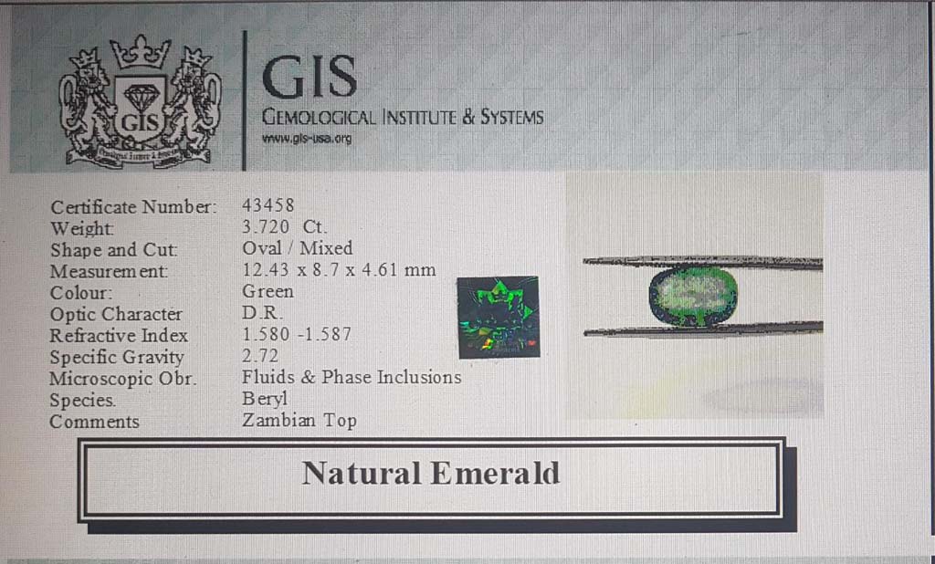 Emerald 3.72 Ct. 5 EMR12529 4 Emerald 3.72 Ct.