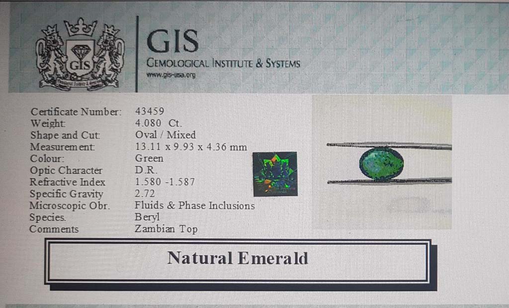 Emerald 4.08 Ct. 5 EMR12530 4 Emerald 4.08 Ct.