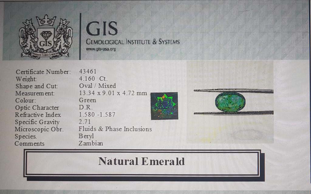 Emerald 4.16 Ct. 5 EMR12532 4 Emerald 4.16 Ct.