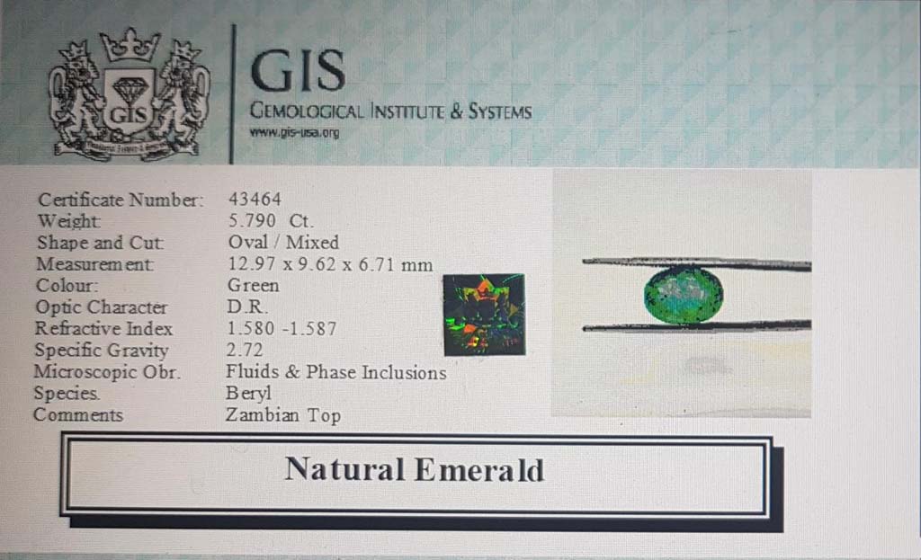 Emerald 5.79 Ct. 5 EMR12535 4 Emerald 5.79 Ct.