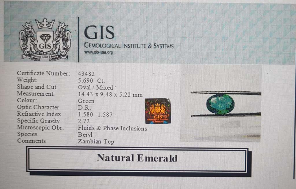EMR12553 4 Emerald 5.69 Ct.