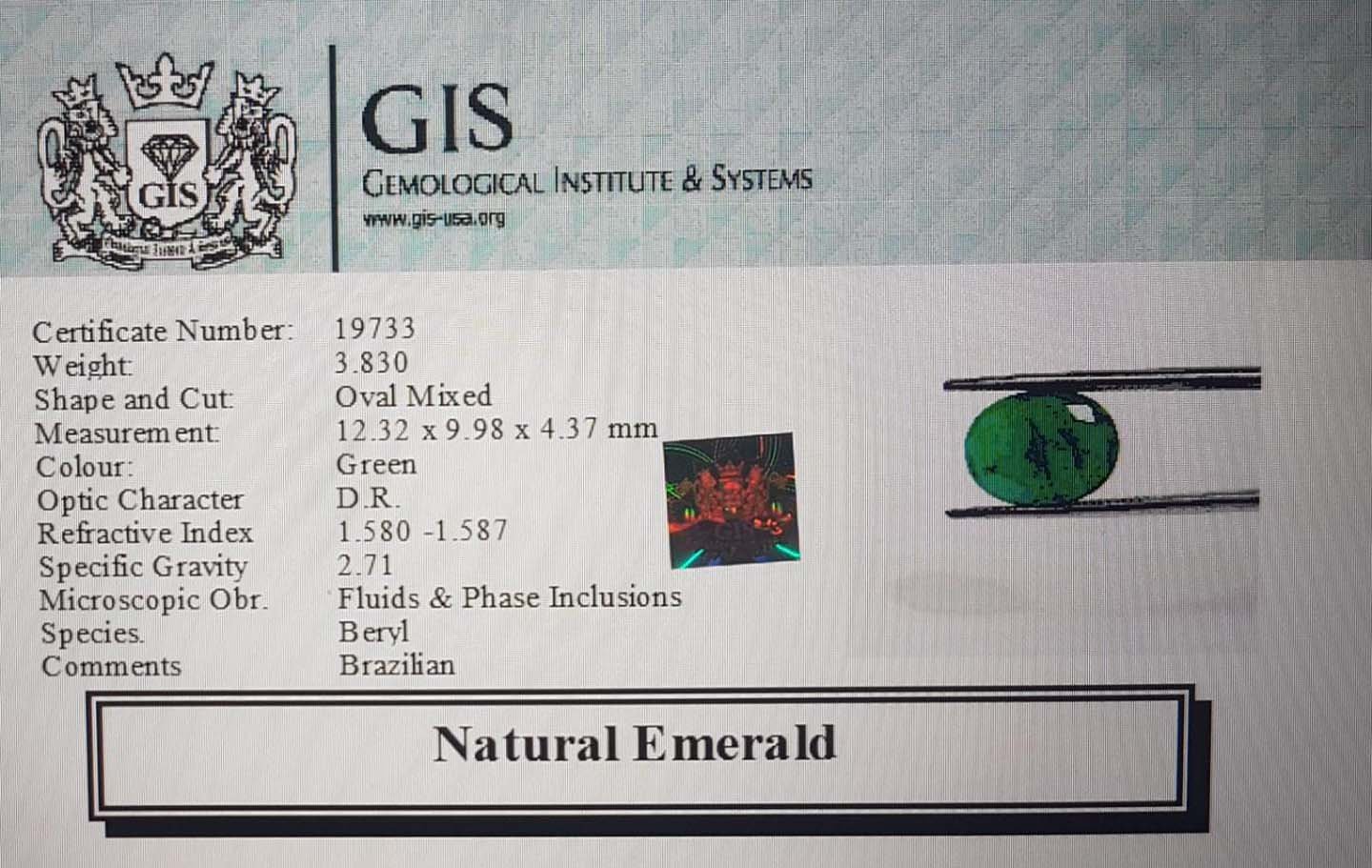 EMR7827 4 Emerald 3.83 Ct.