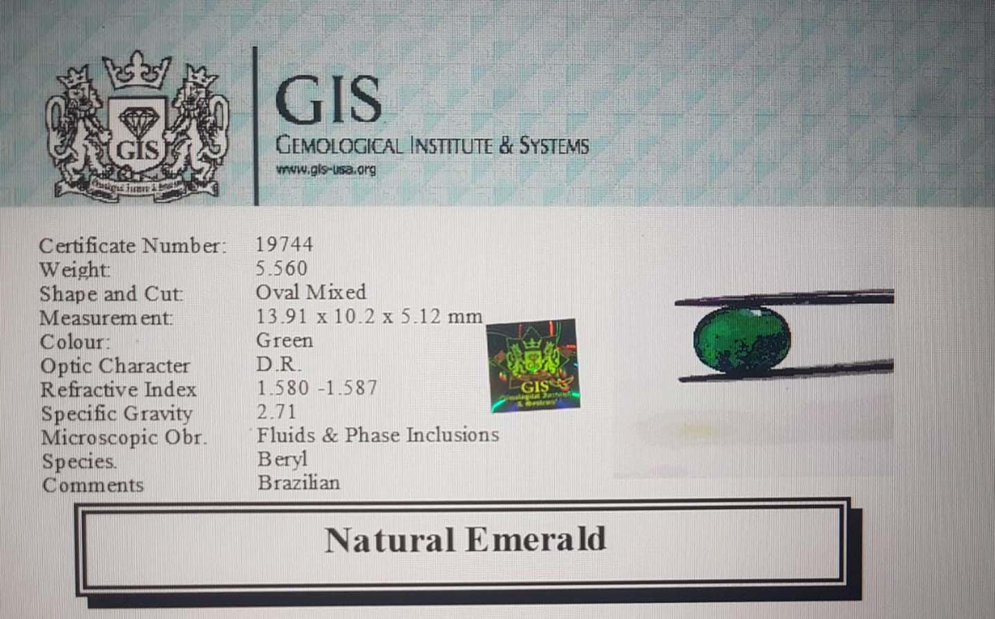 EMR7838 4 Emerald 5.56 Ct.
