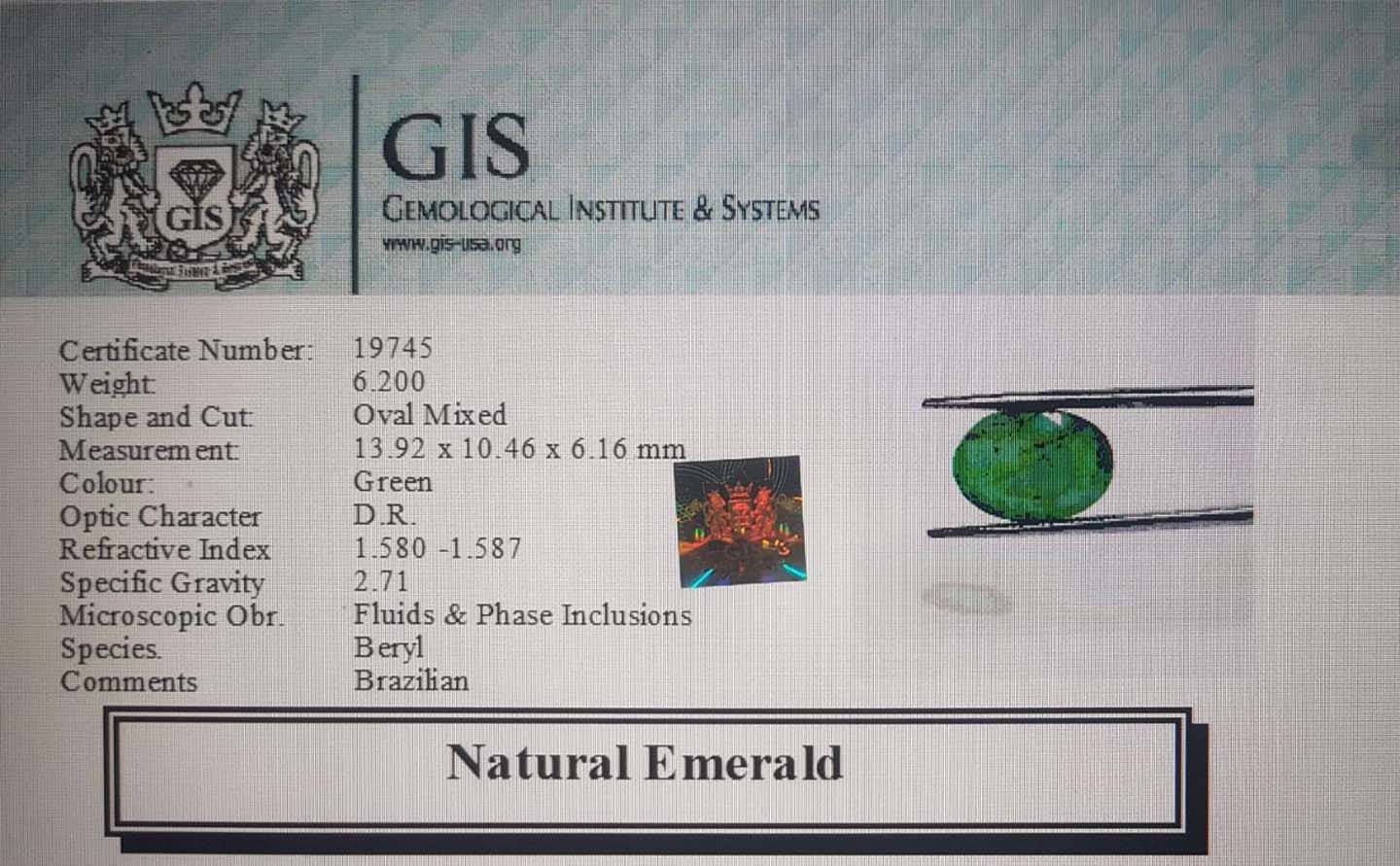 EMR7839 4 Emerald 6.2 Ct.