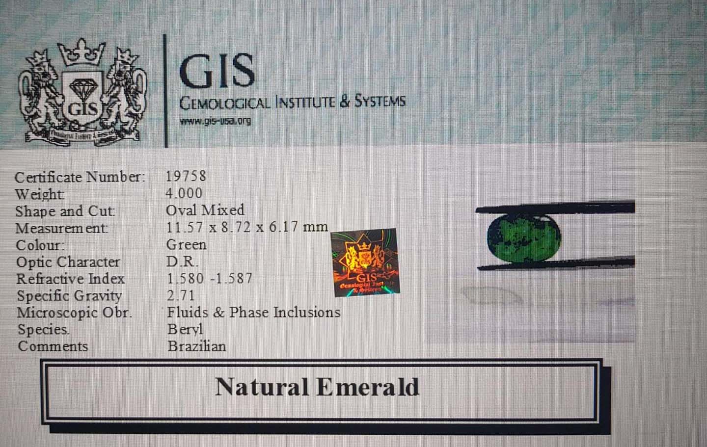 EMR7852 4 Emerald 4 Ct.