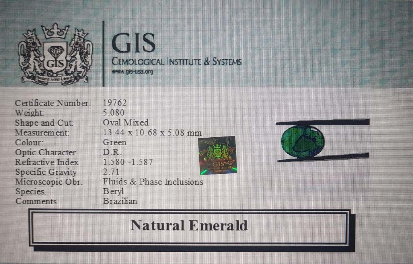 EMR7856 4 Emerald 5.08 Ct.