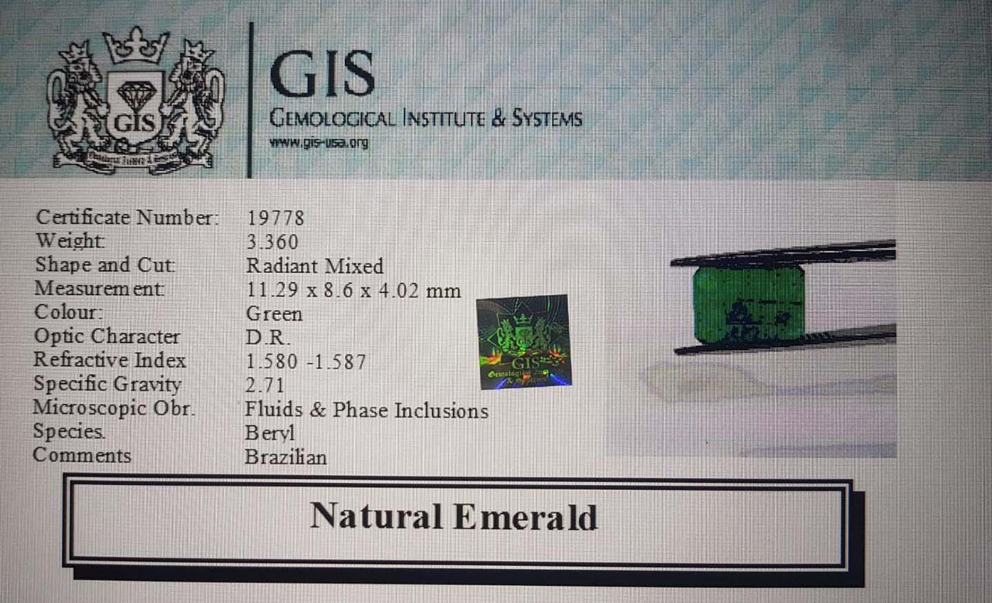 EMR7872 4 Emerald 3.36 Ct.
