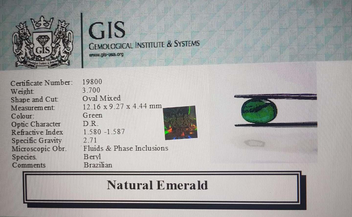 EMR7894 4 Emerald 3.7 Ct.