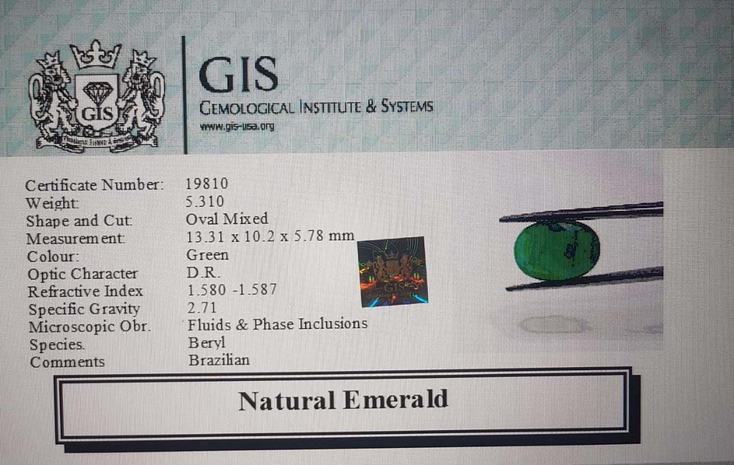 EMR7904 4 Emerald 5.31 Ct.