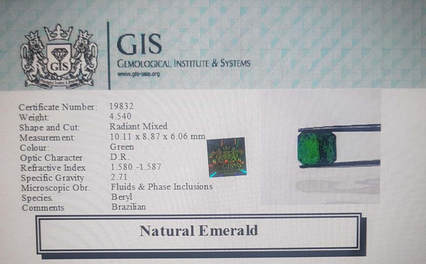 Emerald 4.54 Ct.