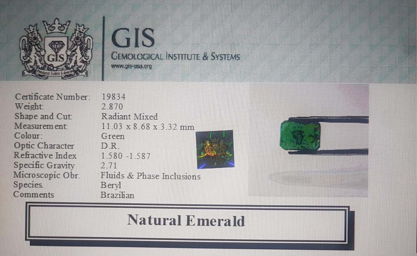EMR7928 4 Emerald 2.87 Ct.