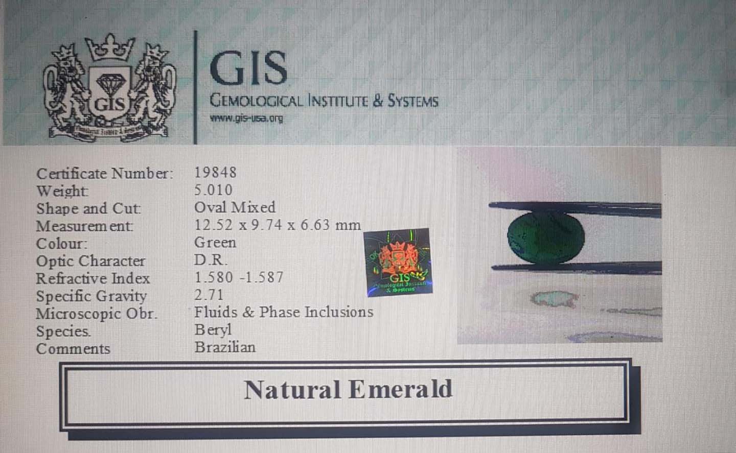 EMR7942 4 Emerald 5.01 Ct.