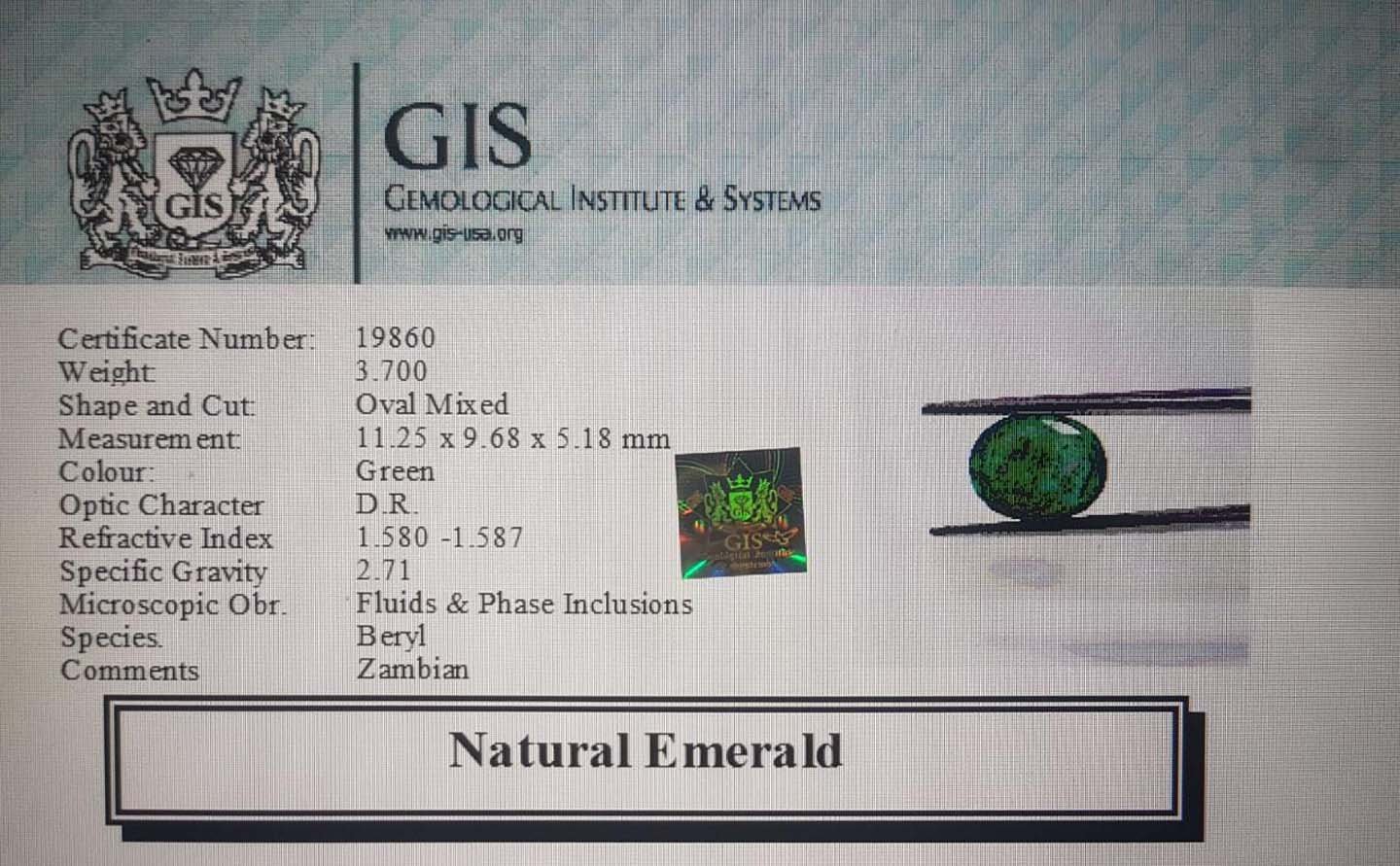 EMR7954 4 Emerald 3.7 Ct.