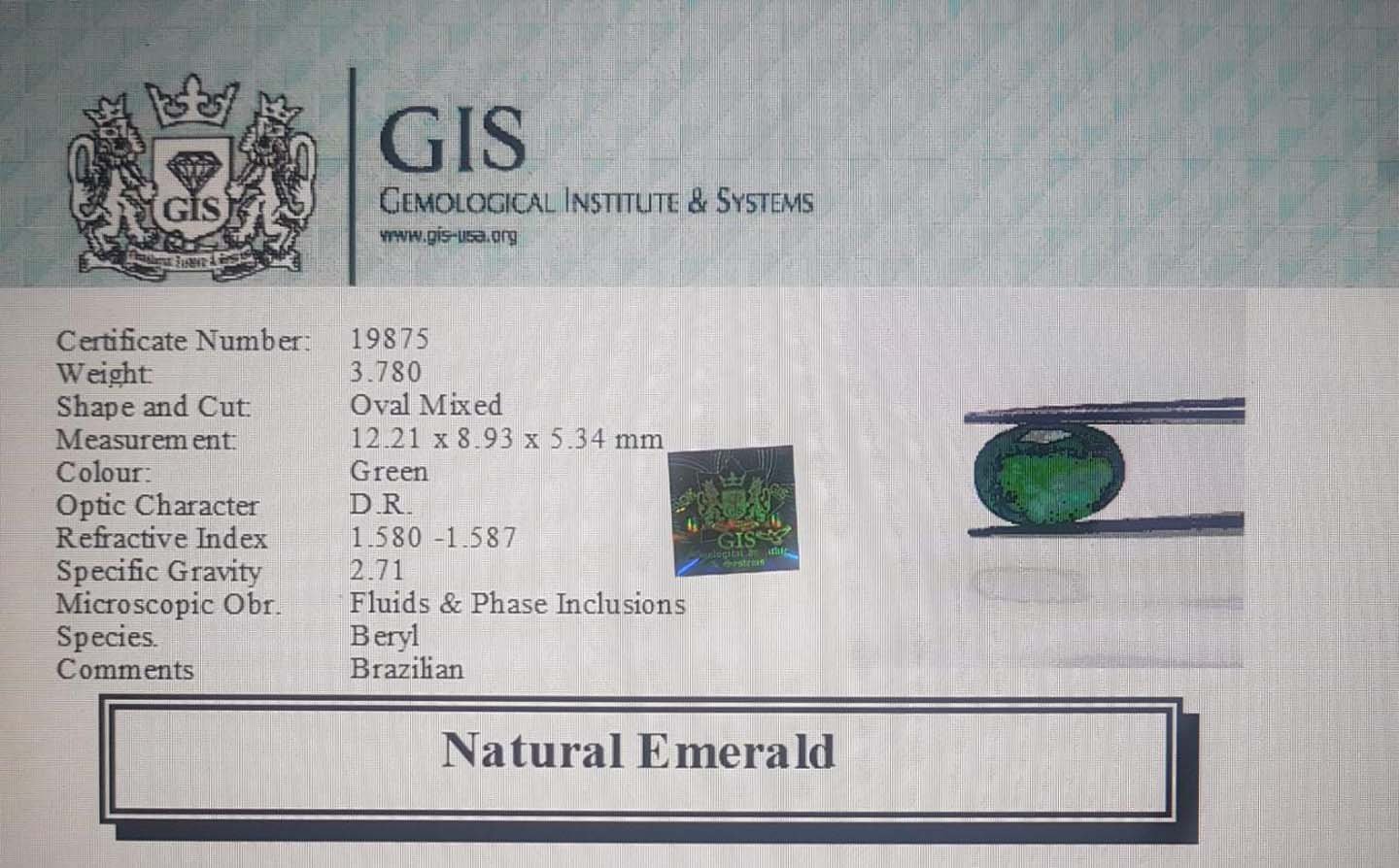 EMR7969 4 Emerald 3.78 Ct.