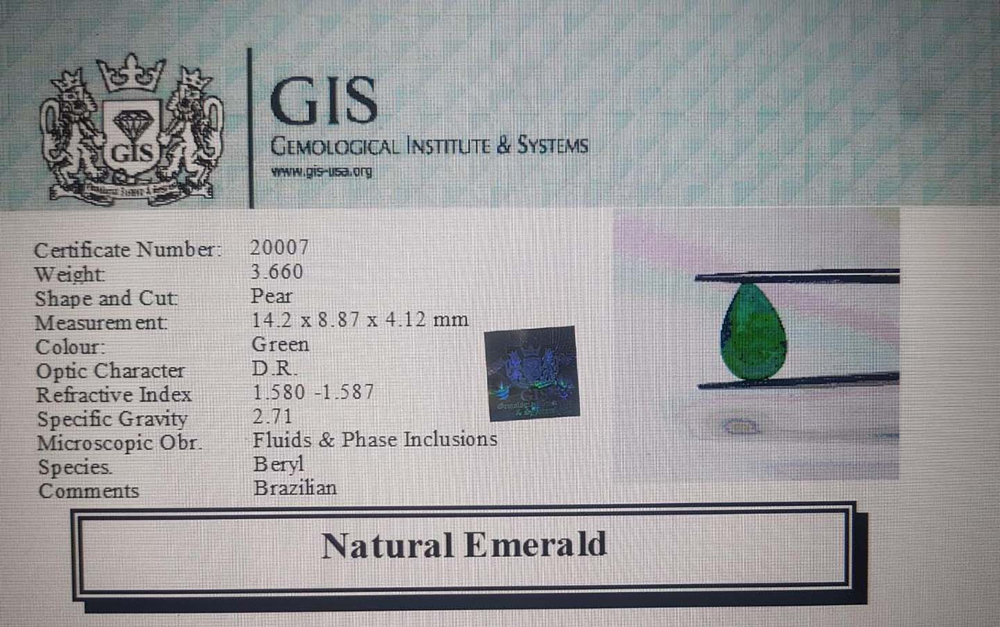 Emerald 3.66 Ct.