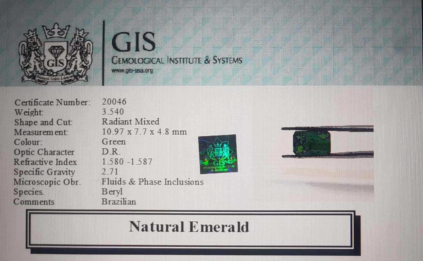 Emerald 3.54 Ct.