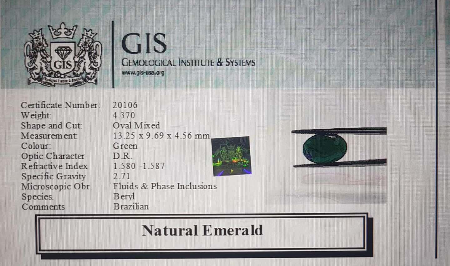 EMR8200 4 Emerald 4.37 Ct.
