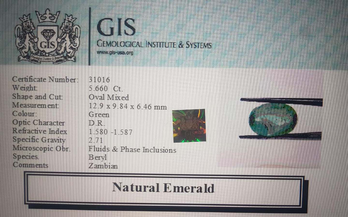 Emerald 5.66 Ct.