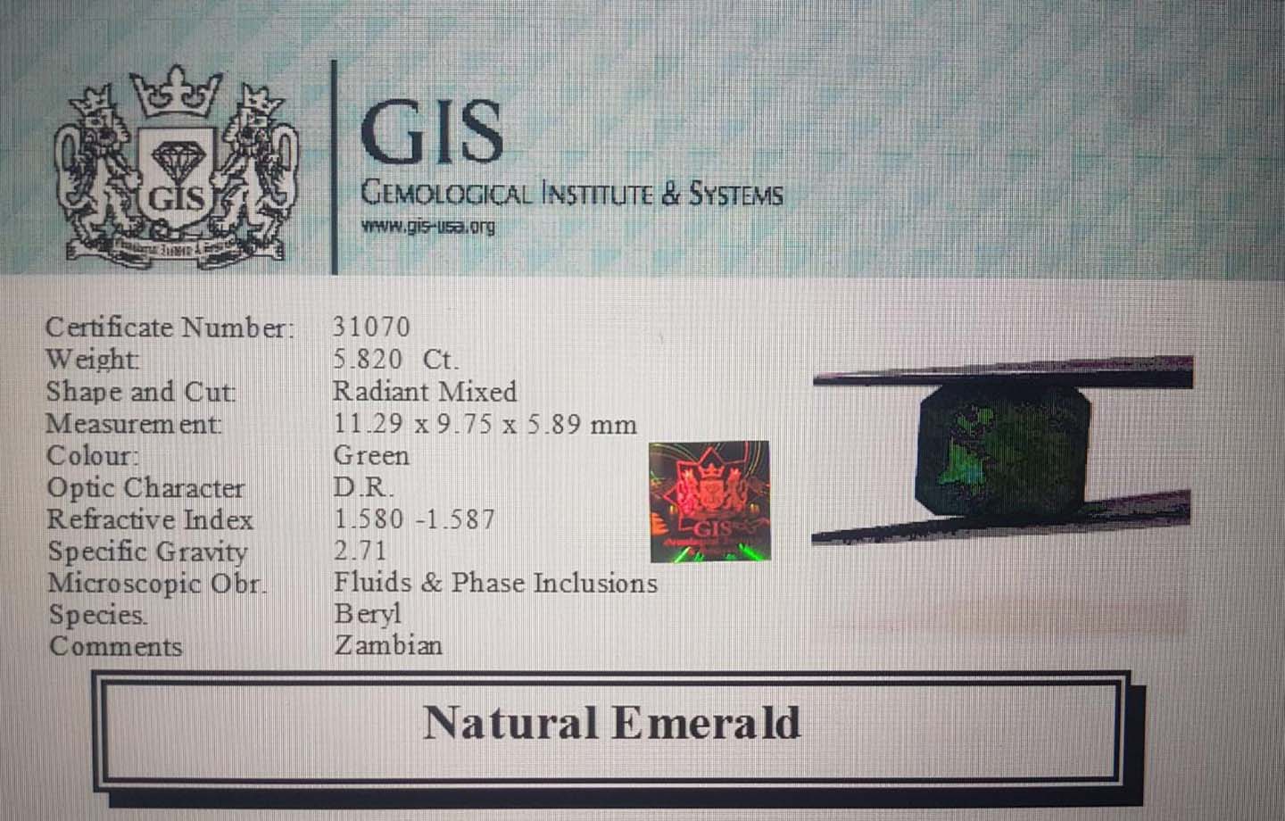 Emerald 5.82 Ct.
