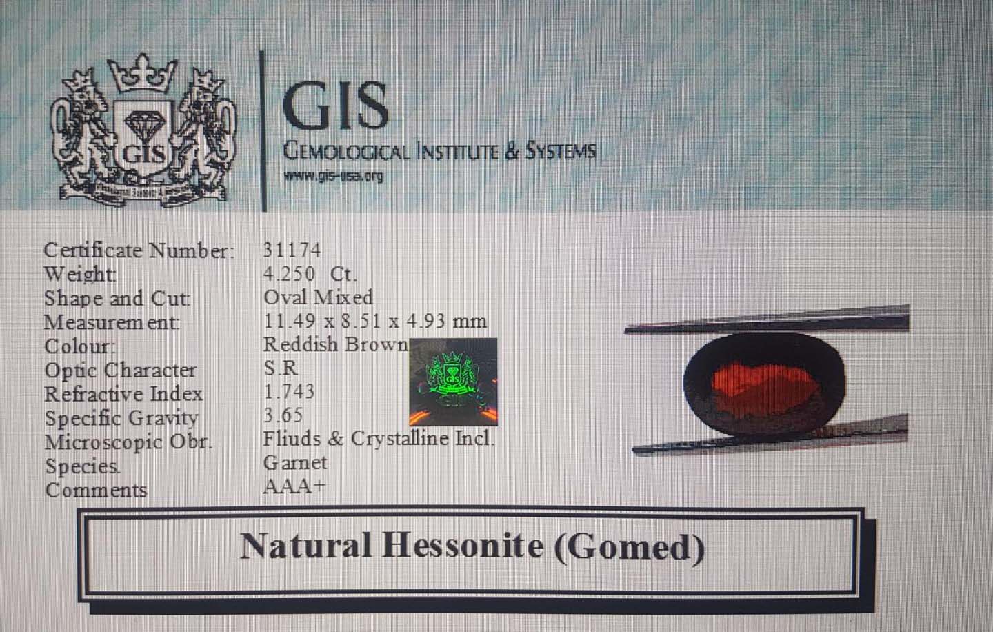 GMD3950 4 Hessonite (Gomed) 4.25 Ct.