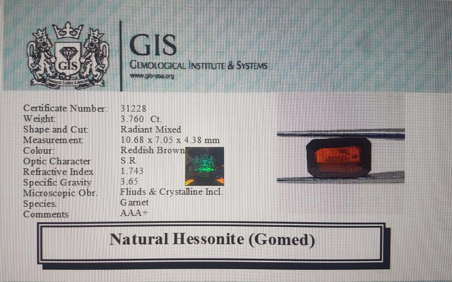 GMD4004 4 Hessonite (Gomed) 3.76 Ct.