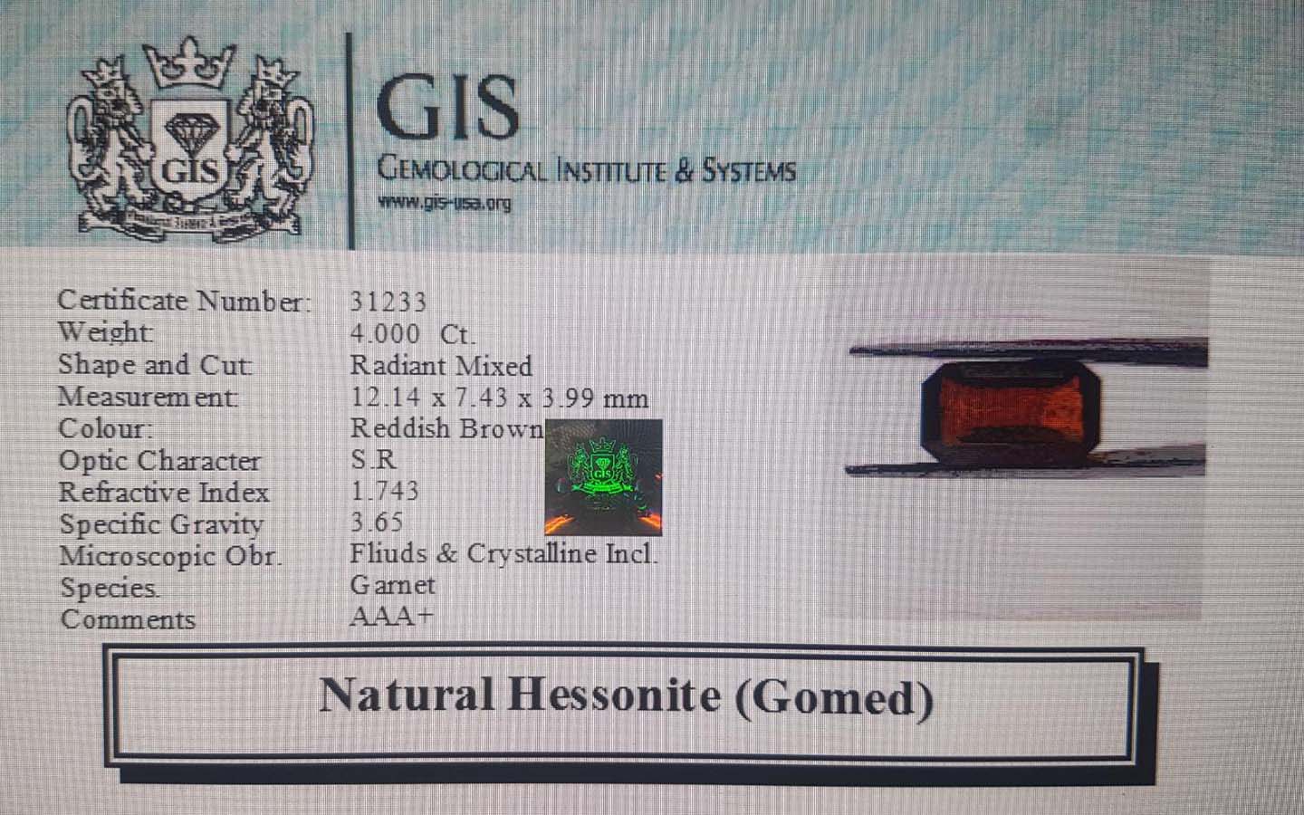 GMD4009 4 Hessonite (Gomed) 4 Ct.