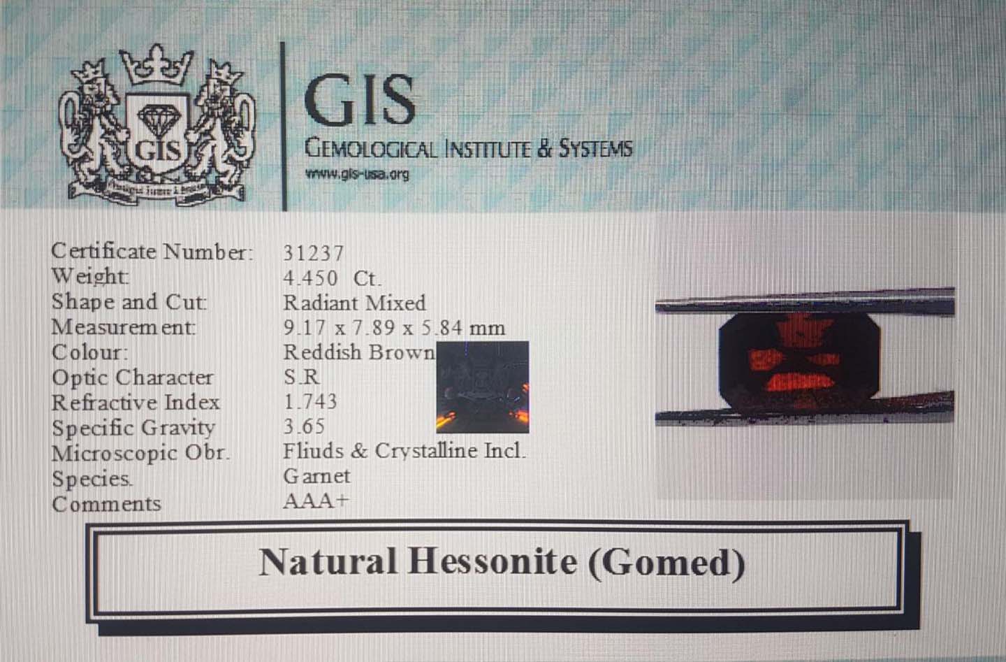 Hessonite (Gomed) 4.45 Ct. 5 GMD4013 4 Hessonite (Gomed) 4.45 Ct.