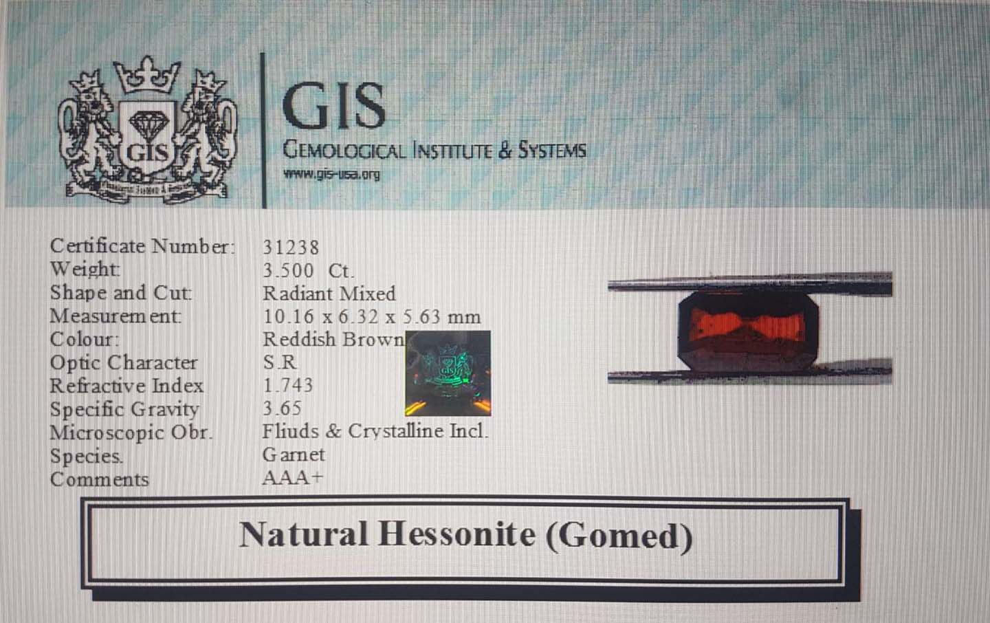 Hessonite (Gomed) 3.5 Ct.
