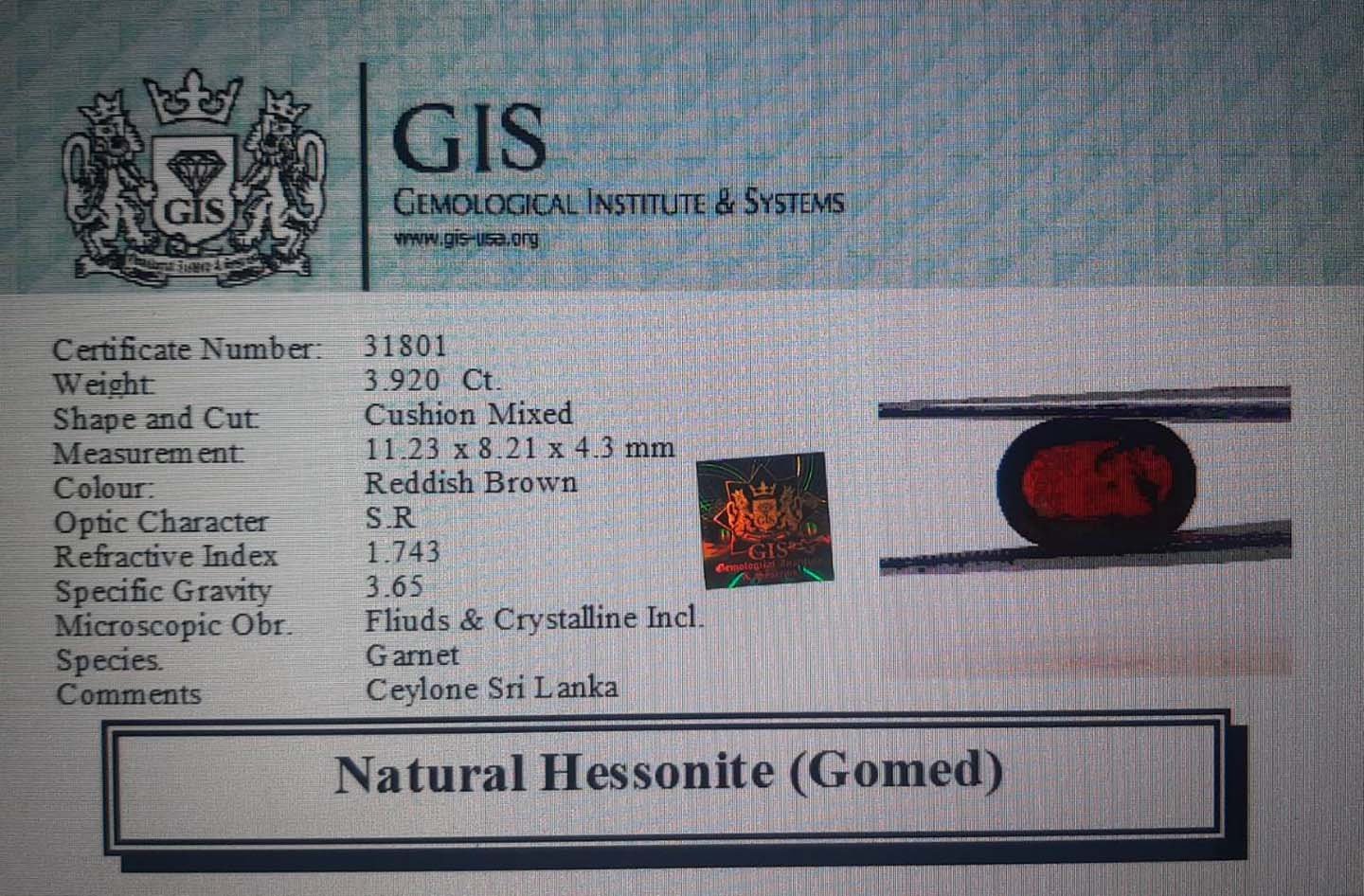 GMD4190 4 Hessonite (Gomed) 3.92 Ct.