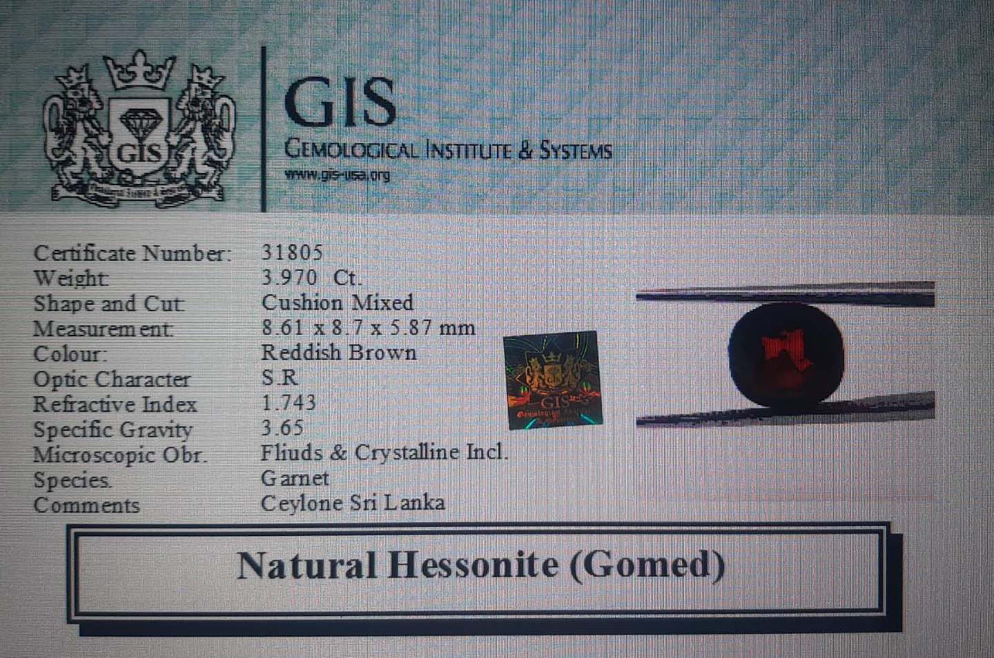 GMD4194 4 Hessonite (Gomed) 3.97 Ct.