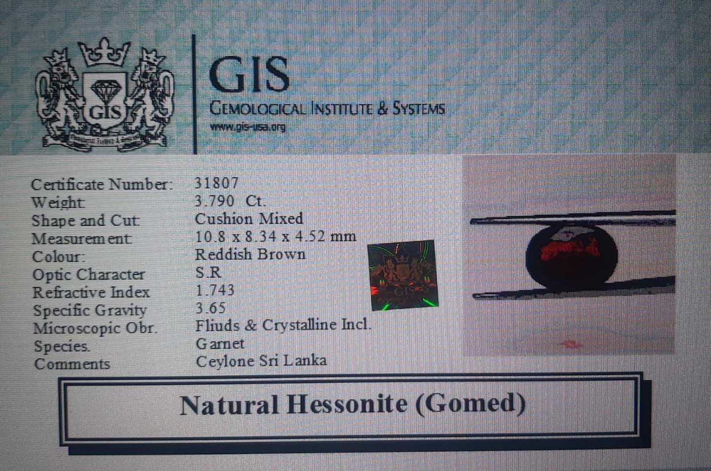GMD4196 4 Hessonite (Gomed) 3.79 Ct.
