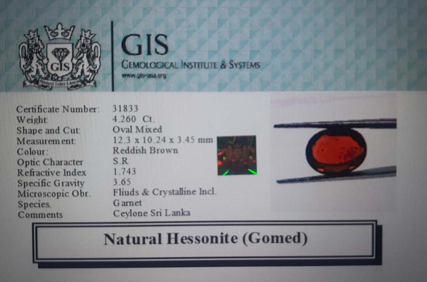 Hessonite (Gomed) 4.26 Ct. 5 GMD4222 4 Hessonite (Gomed) 4.26 Ct.