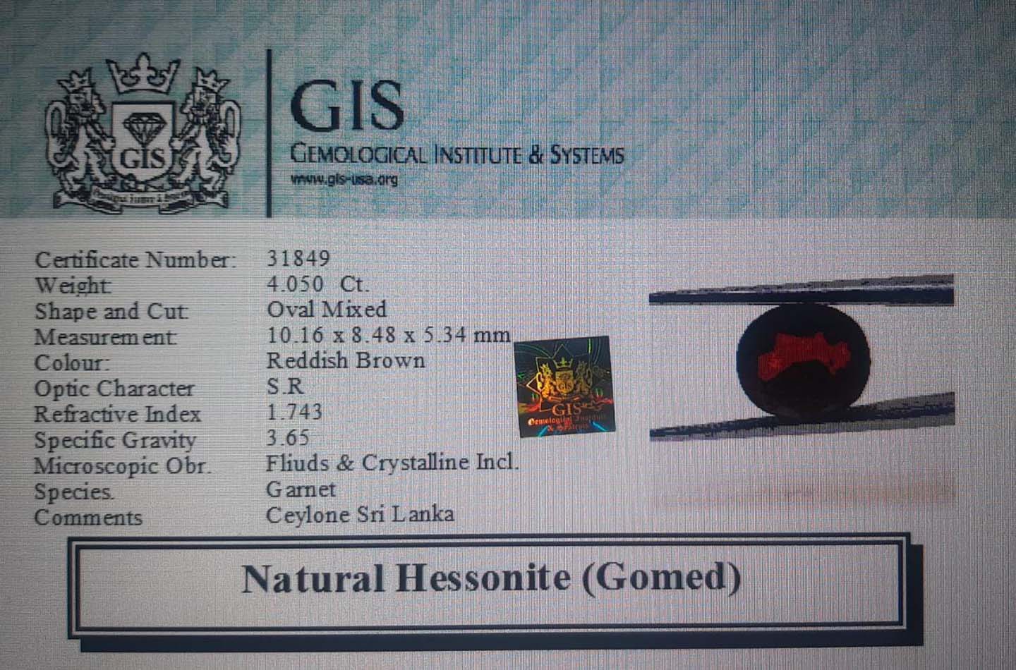 Hessonite (Gomed) 4.05 Ct.