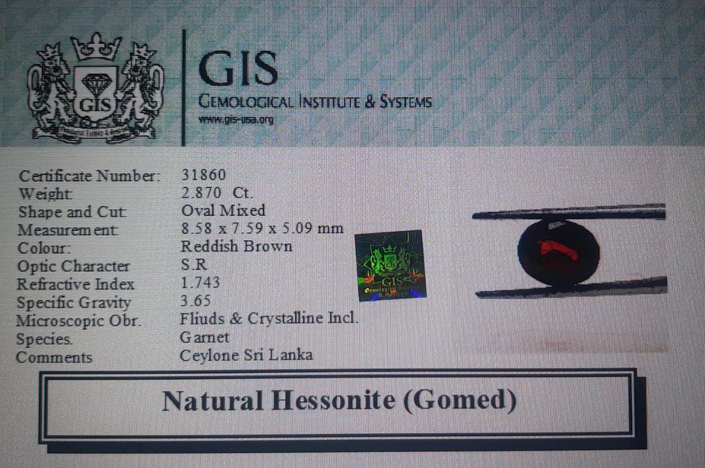 Hessonite (Gomed) 2.87 Ct.