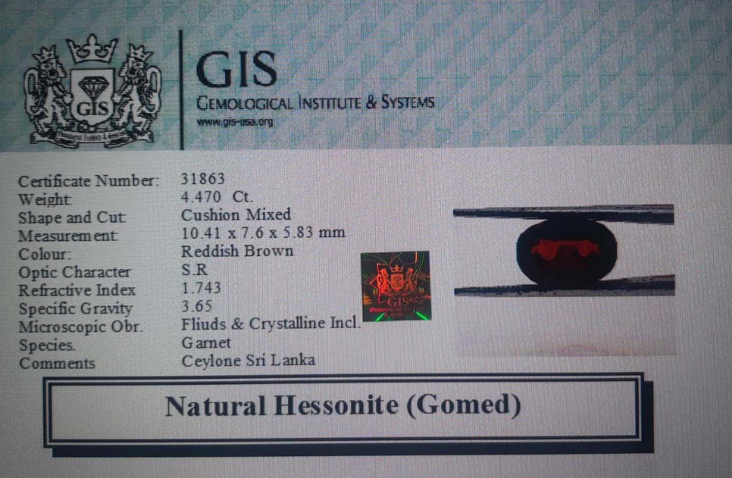 GMD4252 4 Hessonite (Gomed) 4.47 Ct.