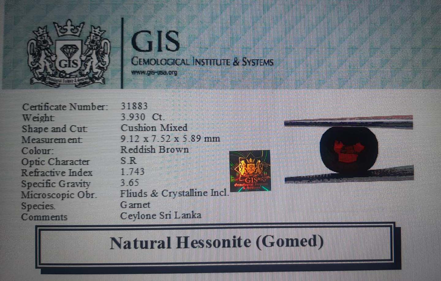 GMD4272 4 Hessonite (Gomed) 3.93 Ct.