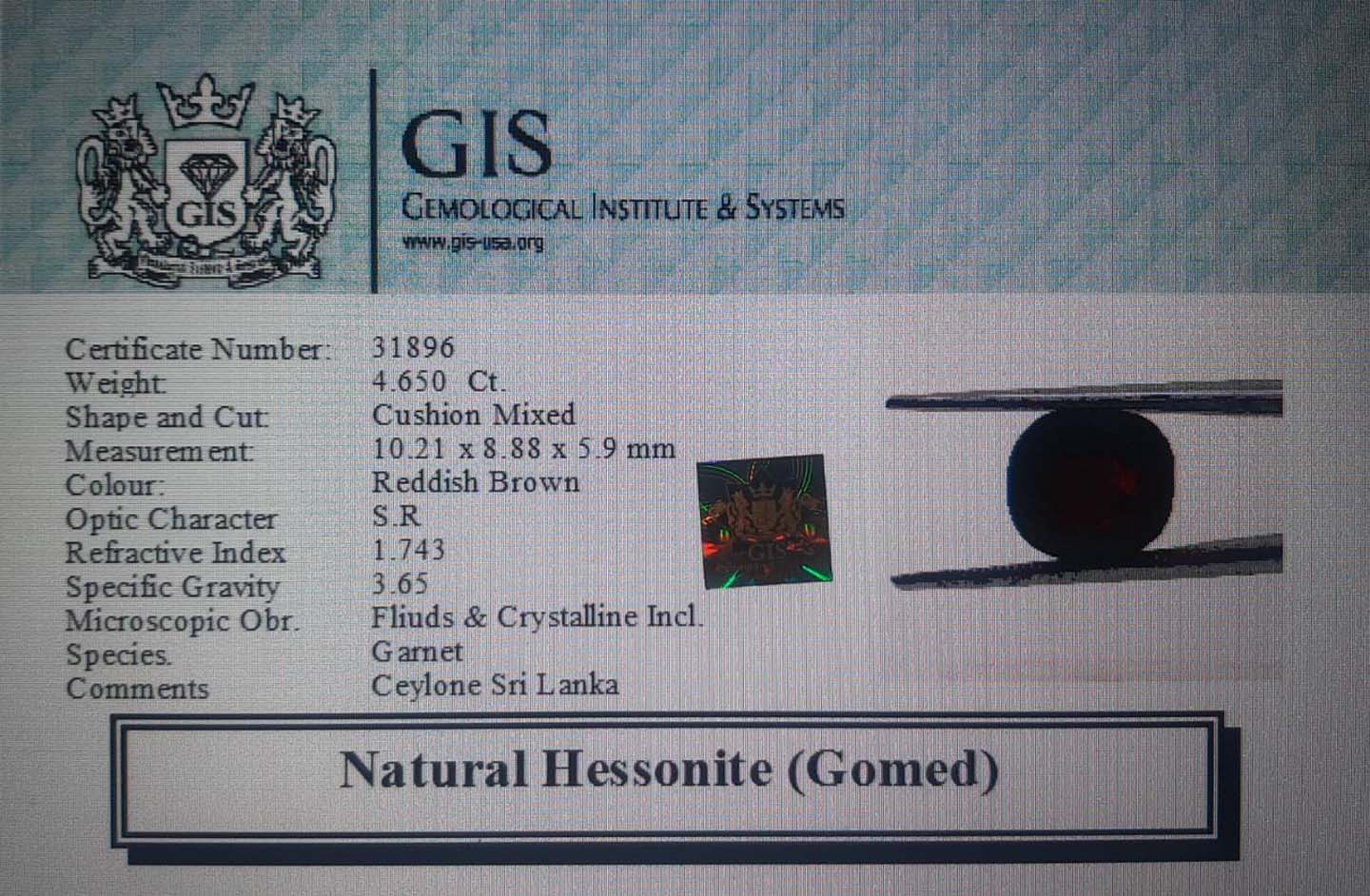 GMD4285 4 Hessonite (Gomed) 4.65 Ct.