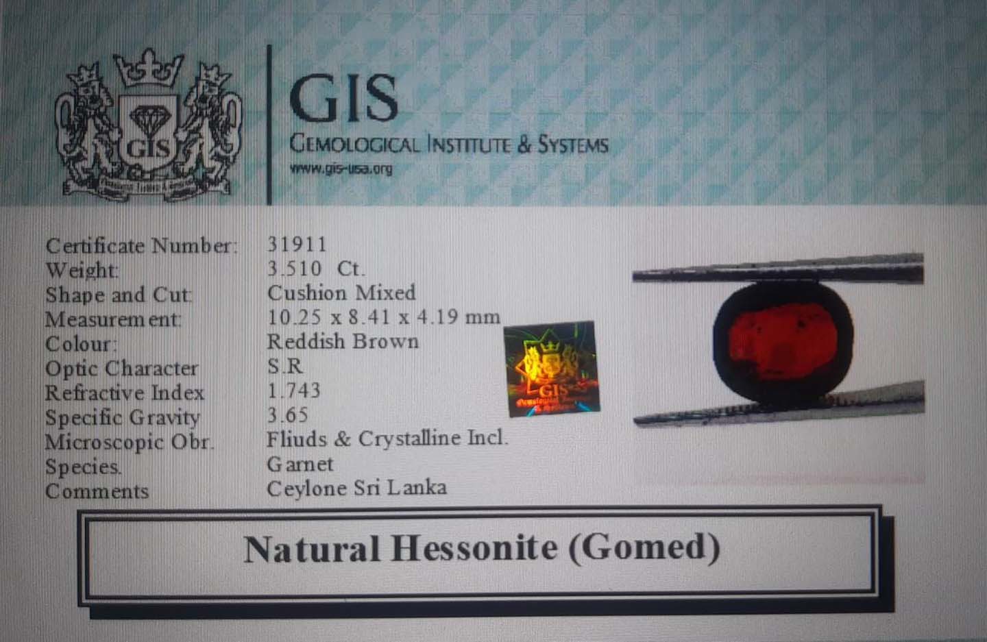 Hessonite (Gomed) 3.51 Ct.